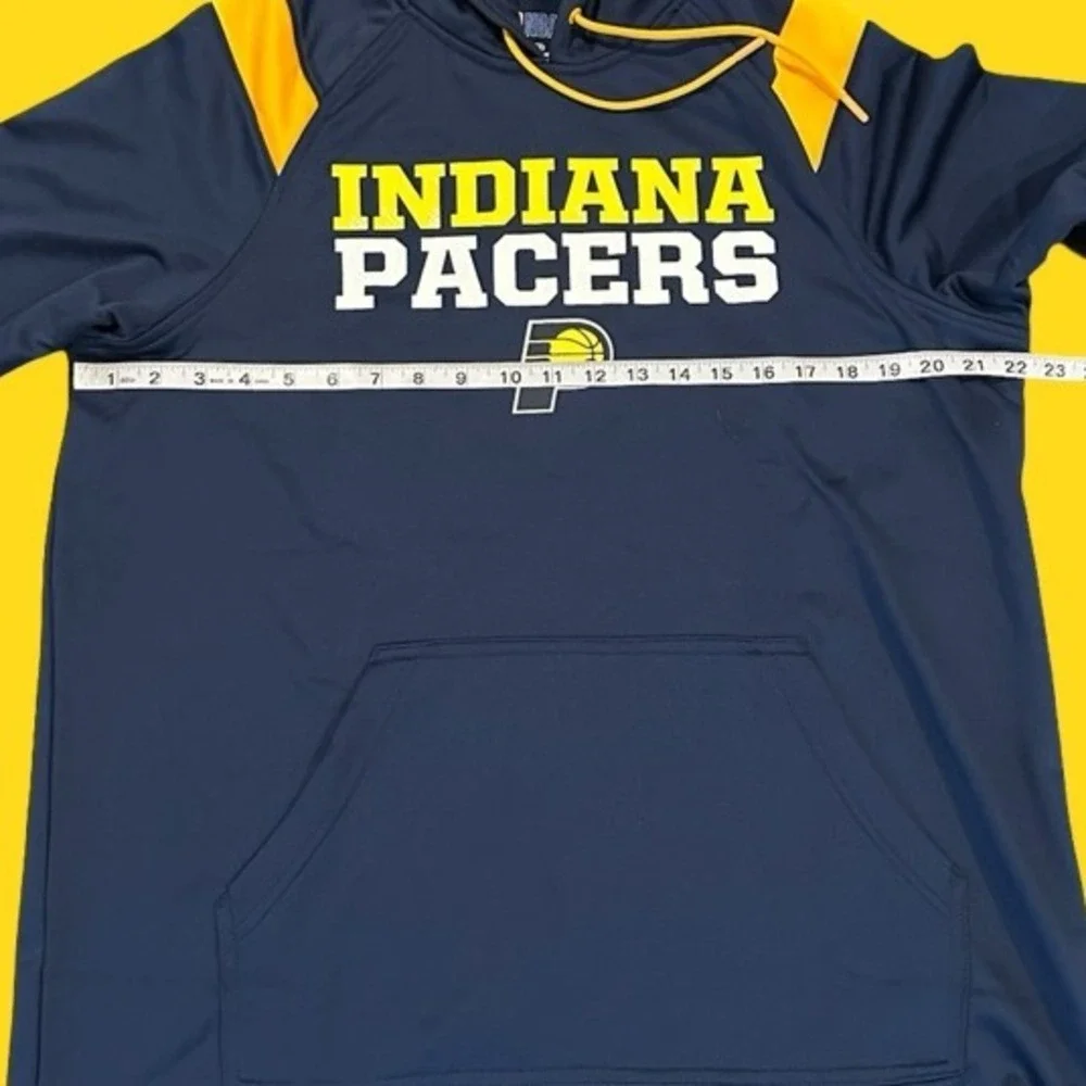 NBA Indiana Pacers Hoodie Mens Large Blue Yellow Pullover Sweatshirt Logo